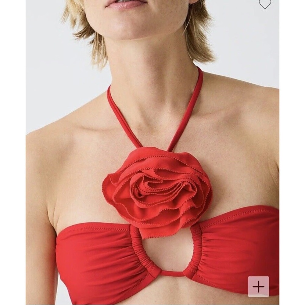 J. Crew Rosette Red Bandeau Bikini Top NWT size 2X